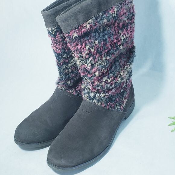 TOMS Serra Dark Brown Suede Textile Boots Booties SIZE 10 Brown Multicolor - Picture 1 of 10